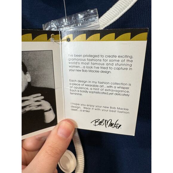 New Bob Mackie Button Cardigan Blue White Size Medium - Picture 6 of 7